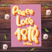 ピースラブピンクレトログルービーサンセット18誕生日 招待状