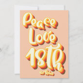 ピースラブピーチレトログルーヴィサンセット18誕生日 招待状 (正面)