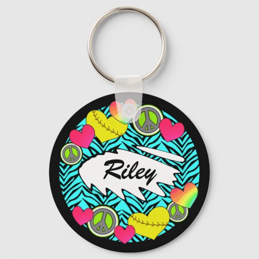 ピースラブファストピッチキーチェーン キーホルダー (正面)