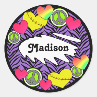 ピースラブファストピッチステッカー ラウンドシール