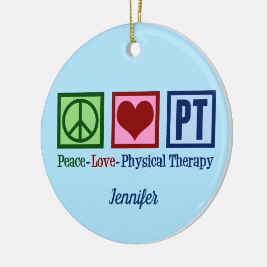ピースラブフィジカルセラピーかわいいカスタムクリスマス セラミックオーナメント (左)