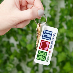 ピースラブフィジカルセラピーかわいいパーソナライズされたPT キーホルダー