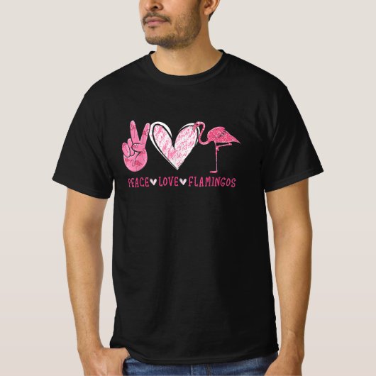 ピースラブフラミンゴ |フラミンゴ愛好家 Tシャツ (正面)