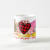 ピースラブフランスかわいいフランスのブルドッグの恋人 コーヒーマグカップ (中央)