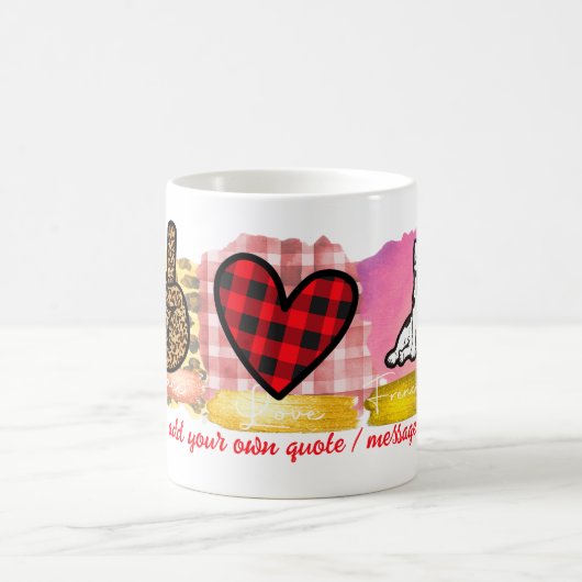 ピースラブフランスかわいいフランスのブルドッグの恋人 コーヒーマグカップ (中央)