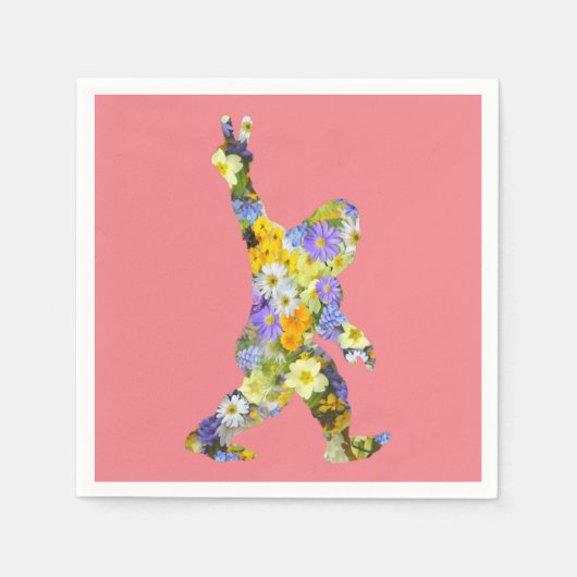 ピースラブフローラビッグフット スタンダードカクテルナプキン (正面)