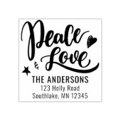 ピースラブブラシスクリプトホリデイ差出人住所 ラバースタンプ (インプリント)