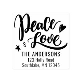 ピースラブブラシスクリプトホリデイ差出人住所 ラバースタンプ