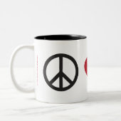 ピースラブブルドフランスのッグ-黒 ツートーンマグカップ (左)