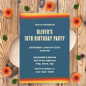 ピースラブブルーレトログルーヴィサンセット18誕生日 招待状