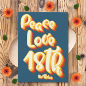 ピースラブブルーレトログルーヴィサンセット18誕生日 招待状