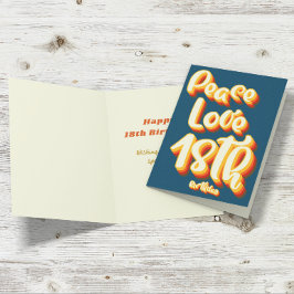 ピースラブブルーレトログルーヴィ18ハッピーバースデー カード