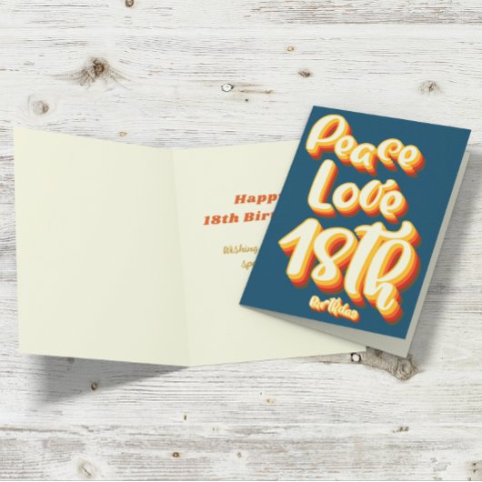 ピースラブブルーレトログルーヴィ18ハッピーバースデー カード