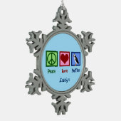 ピースラブプフィンズカウトカスタムブループフィン スノーフレークピューターオーナメント (左)