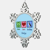 ピースラブプフィンズカウトカスタムブループフィン スノーフレークピューターオーナメント (右)