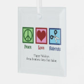 ピースラブヘアカットカスタムサロンクリスマス ガラスオーナメント (正面左)