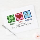 ピースラブヘアカットカスタムサロンクリスマス 長方形シール (封筒)