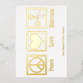 ピースラブヘアカットカスタム美容師サロン金ゴールド 箔シーズンカード (正面)