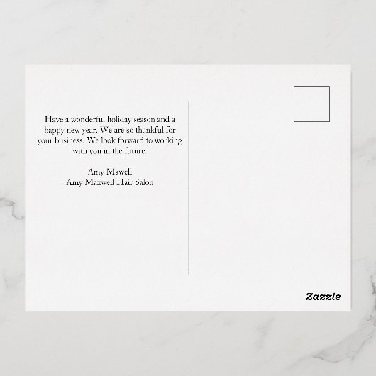 ピースラブヘアカットカスタム美容師サロン金ゴールド 箔シーズンポストカード (裏面)