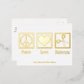 ピースラブヘアカットカスタム美容師サロン金ゴールド 箔シーズンポストカード (正面/裏面)