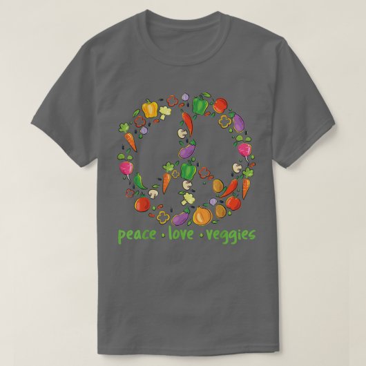 ピースラブベジス食べ野菜ベジタリアン Tシャツ (デザイン正面)