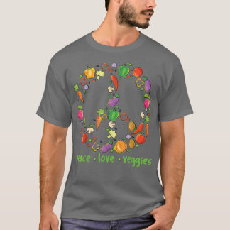 ピースラブベジス食べ野菜ベジタリアン Tシャツ