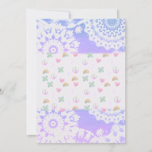 ピースラブベビーグルーヴィパステル絞り染めベビーシャワー 招待状 (裏面)