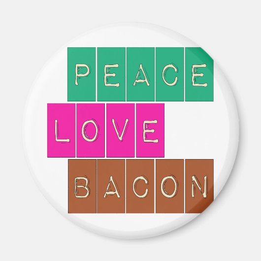 ピースラブベーコンブライトカラーズデザイン マグネット (正面)