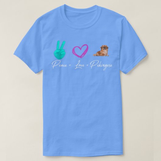 ピースラブペキゲスおもしろい犬オーナー Tシャツ (デザイン正面)