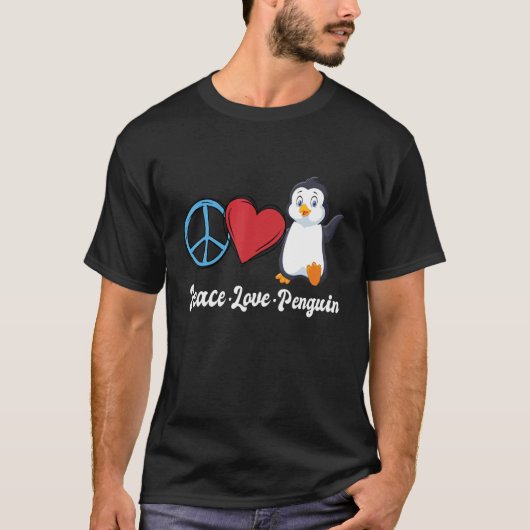 ピースラブペンギンキッズペンギン鳥獣 Tシャツ (正面)