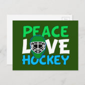 ピースラブホッケーグリーンクリスマス シーズンポストカード (正面/裏面)