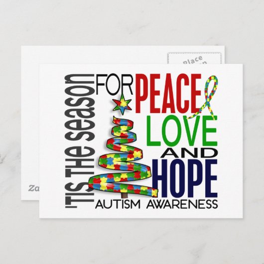 ピースラブホープクリスマスホリディオティズム シーズンポストカード (正面/裏面)