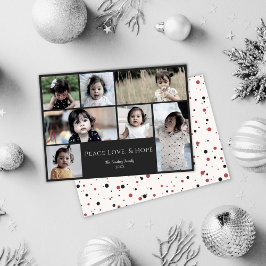 ピースラブホープブラックフォトクリスマスホリデーカード シーズンカード