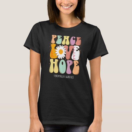 ピースラブホープ線維筋痛認識度 Tシャツ (正面)
