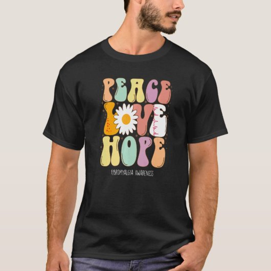 ピースラブホープ線維筋痛認識度 Tシャツ (正面)