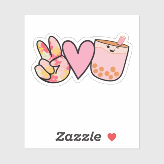 ピースラブボバブルティーかわいいおもしろいと シール (シート)