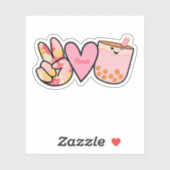 ピースラブボバブルティーキュート名前をカスタムする シール (シート)