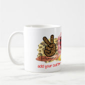 ピースラブポメラニア犬ペットドッグブリードヴァレンティーンズデー コーヒーマグカップ (左)