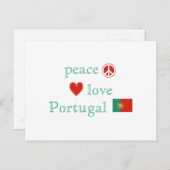 ピースラブポルトガルハートとポルトガル国旗 ポストカード (正面/裏面)