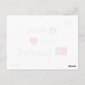 ピースラブポルトガルハートとポルトガル国旗 ポストカード (裏面)