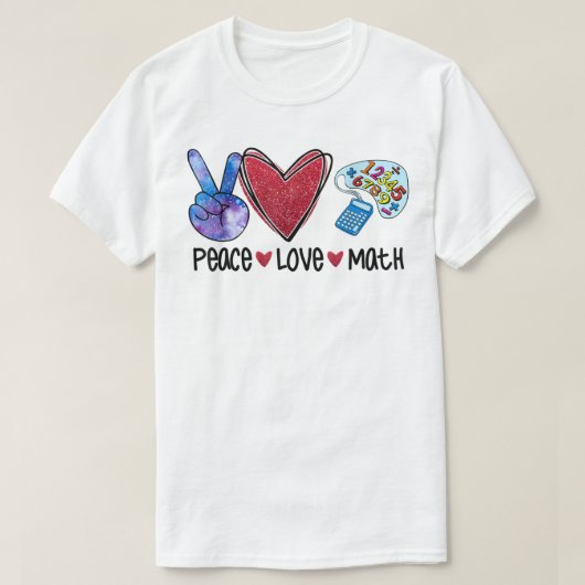 ピースラブマスおもしろい先生 Tシャツ (デザイン正面)