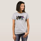 ピースラブマルディグラスハート（紋章の）フラ・ダ・リ Tシャツ (正面フル)