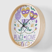 ピースラブマルディグラビーズズ女性カーニバルパー 壁時計 (傾斜)