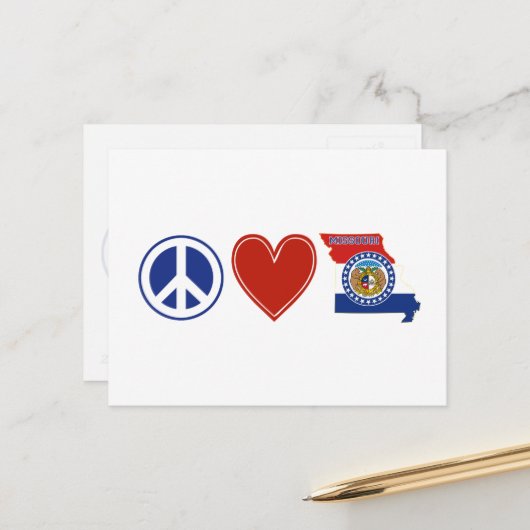 ピースラブミズーリ州旗 ポストカード (正面/裏面インサイチュ)