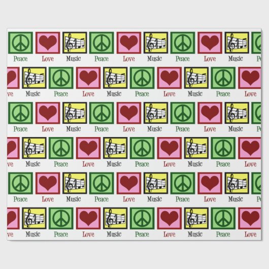 ピースラブミュージックカウトミュージシャンクリスマス ラッピングペーパー (フラット)