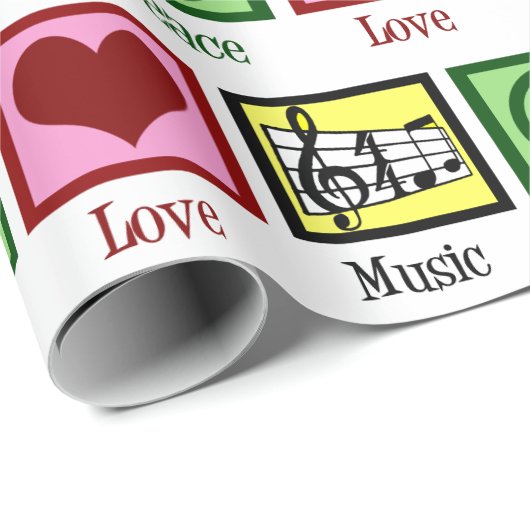 ピースラブミュージックカウトミュージシャンクリスマス ラッピングペーパー (ロールコーナー)