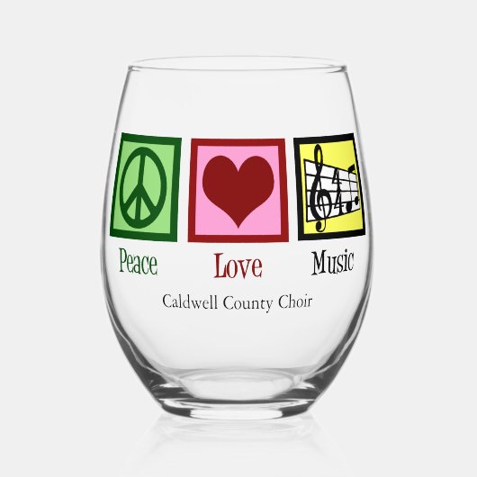 ピースラブミュージックカスタムミュージシャン ステムなしワイングラス (正面)