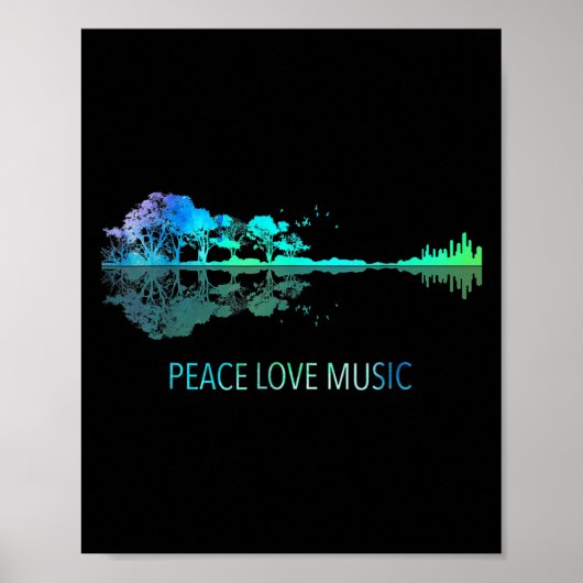 ピースラブミュージックギターレイクシャドーヒッピー音楽 ポスター (正面)