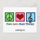 ピースラブミュージックセラピーパーソナライズされたセラピスト ポストカード (正面)
