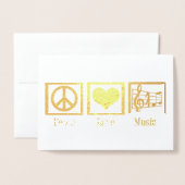 ピースラブミュージックビューティフルミュージシャン金ゴールド 箔カード (封筒付き正面)